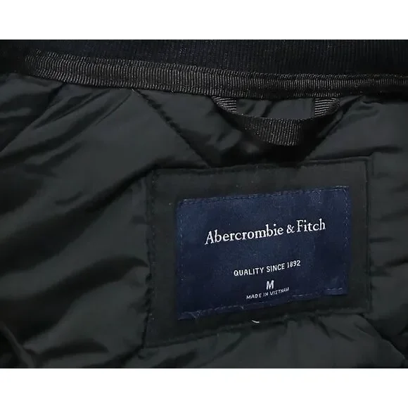 Abercrombie & Fitch mens medium quilted bomber jacket dusty black varsity